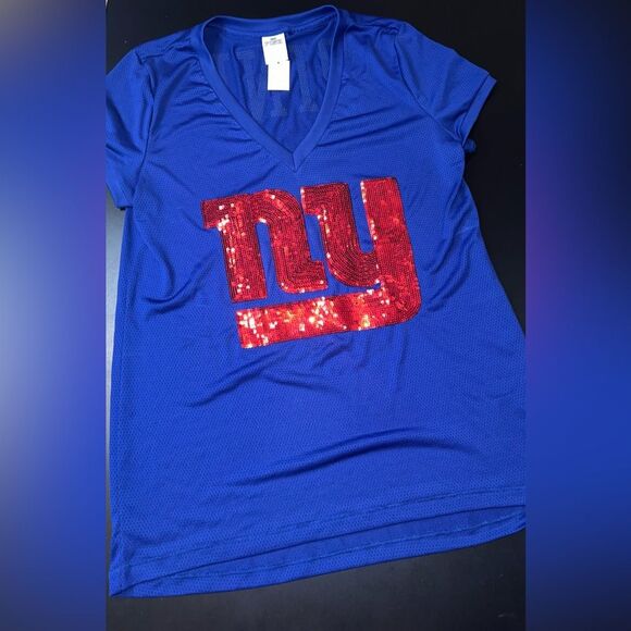 Victoria’s Secret PINK NFL New York Giants Sequins T-Shirt Size Large NWT - Picture 1 of 8